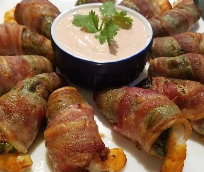 Bacon wrapped shrimp stuffed jalapenos